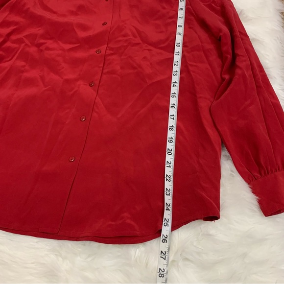 NEW Liz Claiborne Red 100% Silk Button Down Shirt - Picture 12 of 13